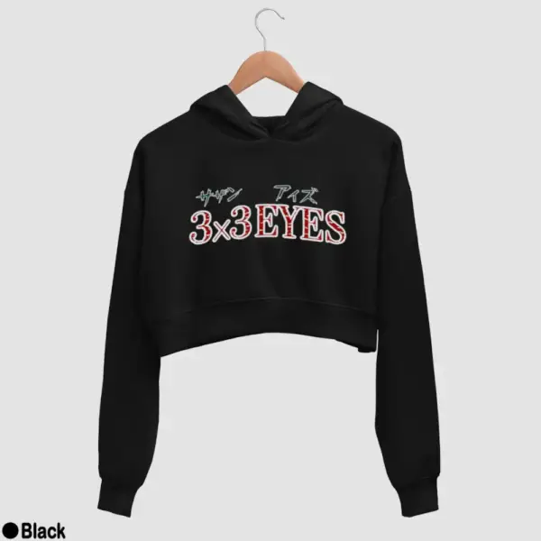 3x3 Eyes Logo Women's Crop Hoodie - Image 2