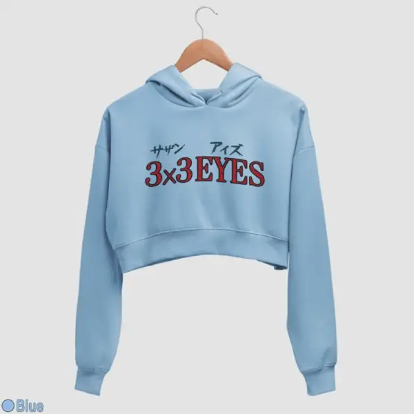 3x3 Eyes Logo Women's Crop Hoodie - Image 3