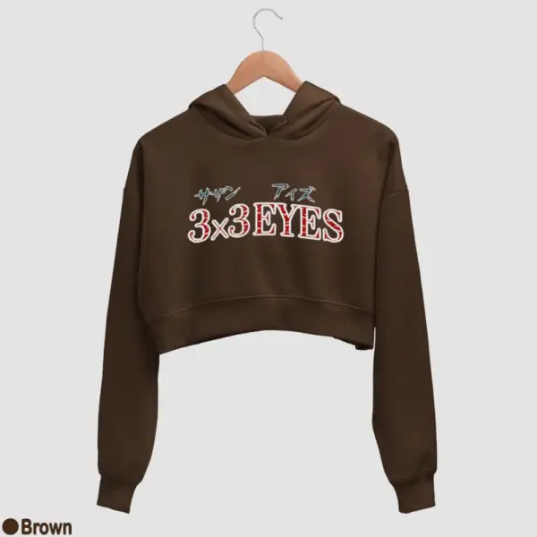 3x3 Eyes Logo Women's Crop Hoodie - Image 4