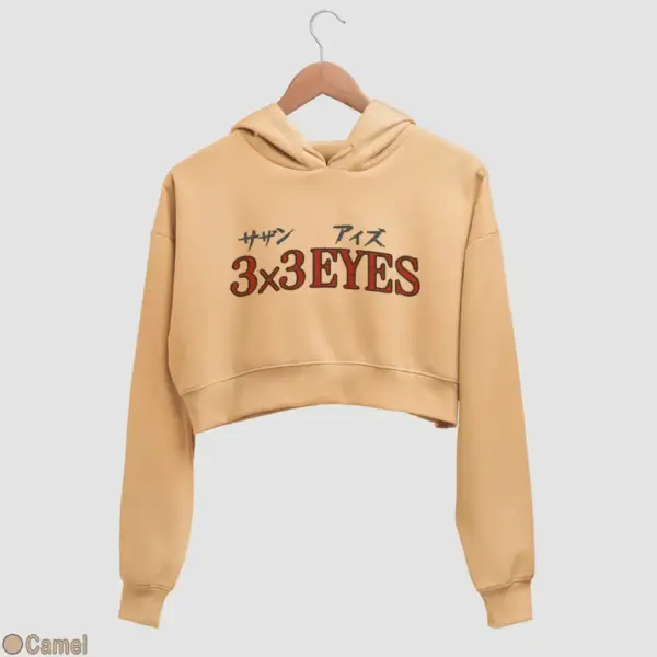 3x3 Eyes Logo Women's Crop Hoodie - Image 6