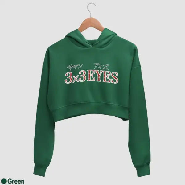 3x3 Eyes Logo Women's Crop Hoodie - Image 8