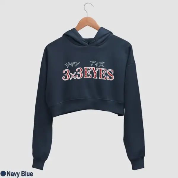 3x3 Eyes Logo Women's Crop Hoodie - Image 12