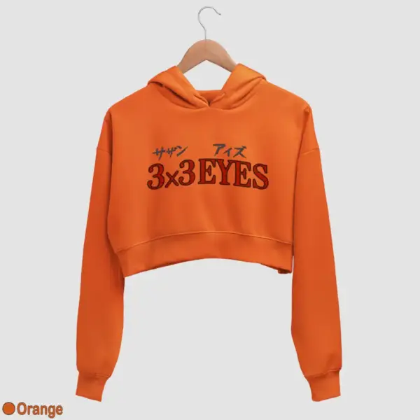 3x3 Eyes Logo Women's Crop Hoodie - Image 13