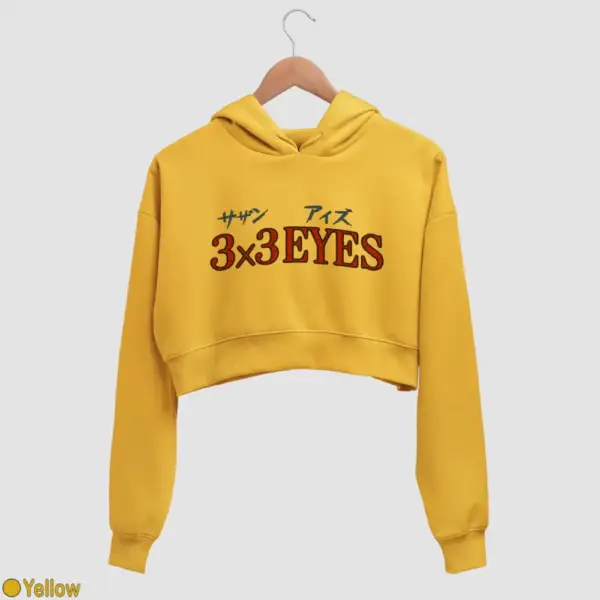 3x3 Eyes Logo Women's Crop Hoodie - Image 19
