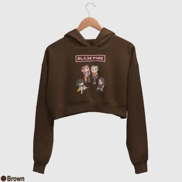 Chibi Black Pink Women's Crop Hoodie - Image 3