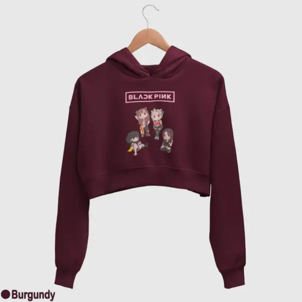 Chibi Black Pink Women's Crop Hoodie - Image 4