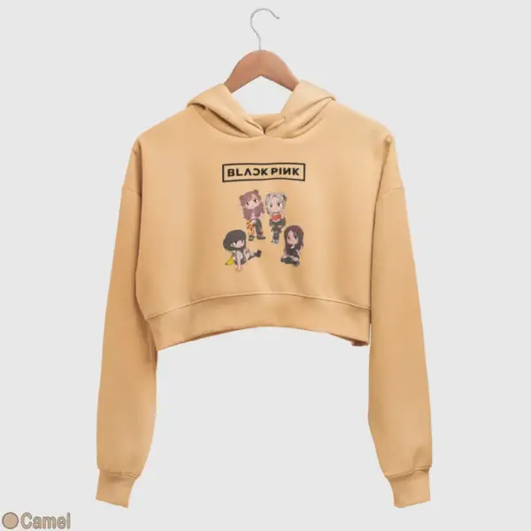 Chibi Black Pink Women's Crop Hoodie - Image 5