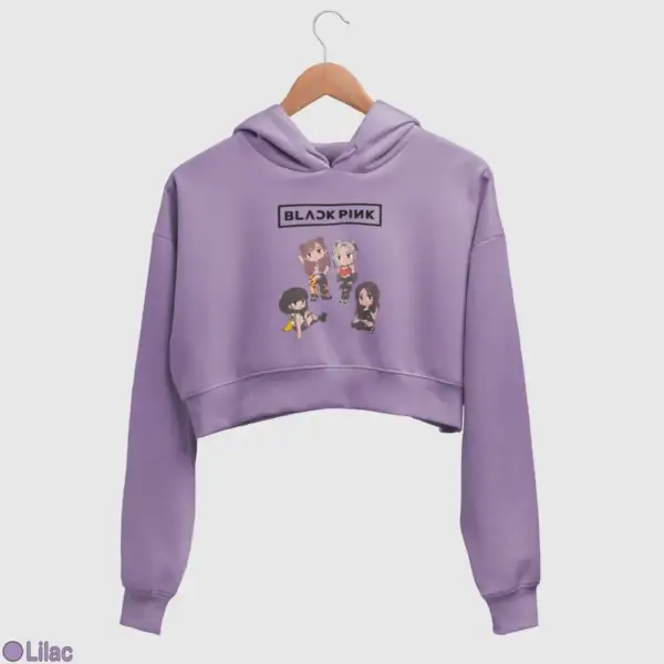 Chibi Black Pink Women's Crop Hoodie - Image 10