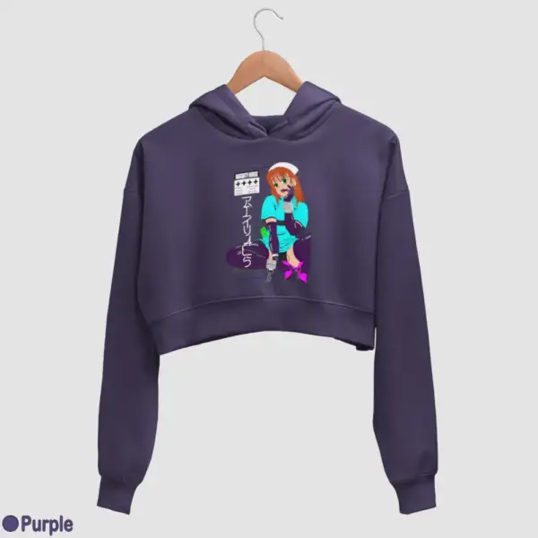 Senpai Naughty Nurse Women's Crop Hoodie - Image 15