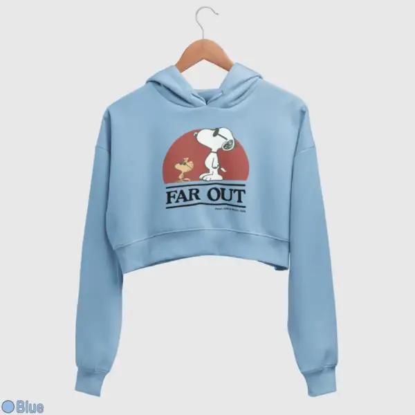 Snoopy Far Out Women's Crop Hoodie - Image 2