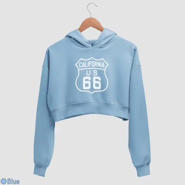 US 66 California Women's Crop Hoodie - Image 3
