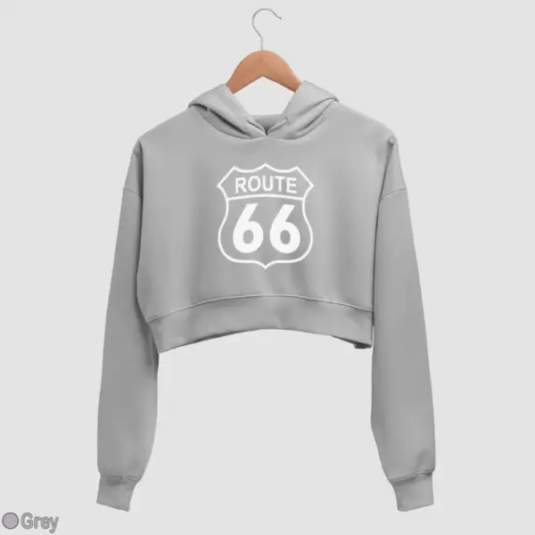 US Route 66 Women's Crop Hoodie - Image 9