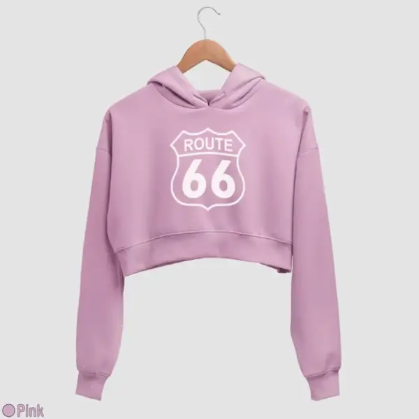 US Route 66 Women's Crop Hoodie - Image 13