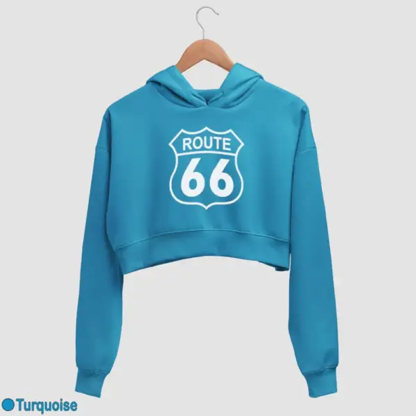 US Route 66 Women's Crop Hoodie - Image 17