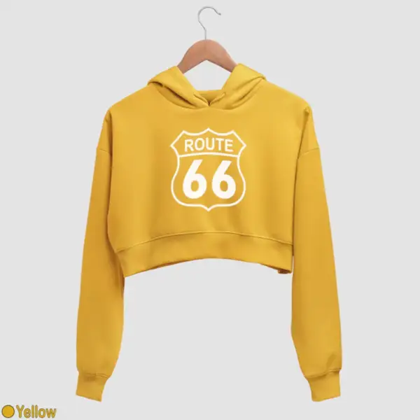 US Route 66 Women's Crop Hoodie - Image 19