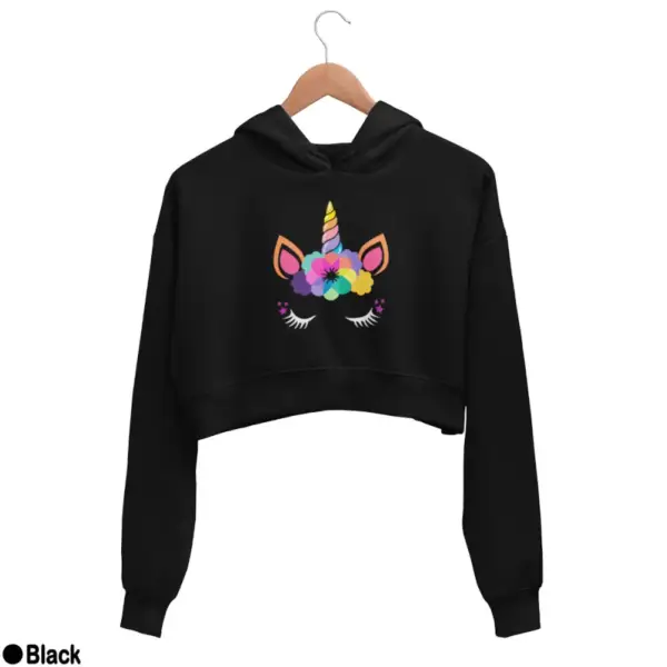 Unicorn Kawaii Women's Crop Hoodie - Image 2