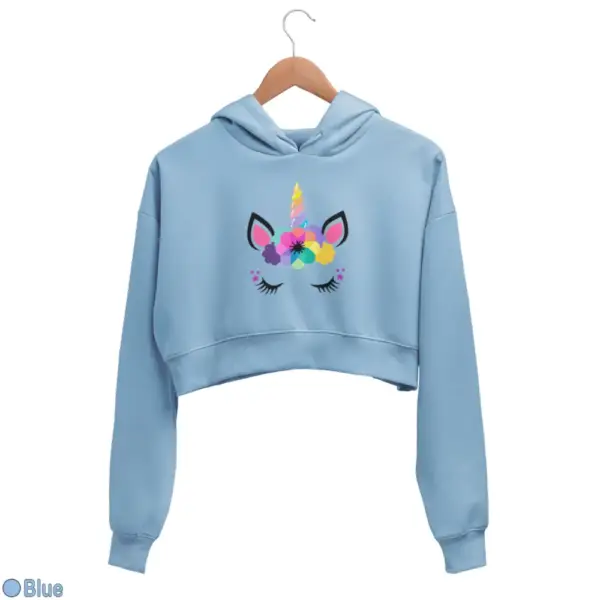 Unicorn Kawaii Women's Crop Hoodie - Image 3