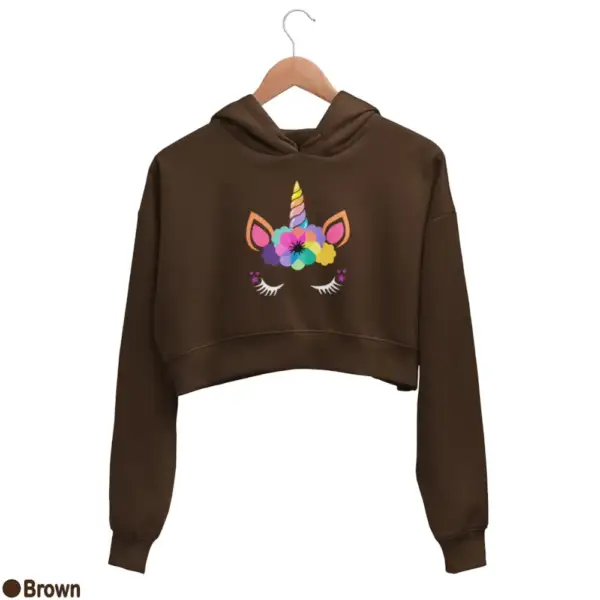Unicorn Kawaii Women's Crop Hoodie - Image 4