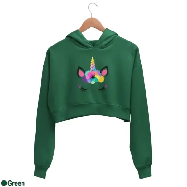 Unicorn Kawaii Women's Crop Hoodie - Image 8