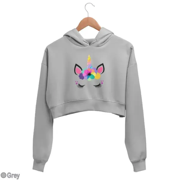 Unicorn Kawaii Women's Crop Hoodie