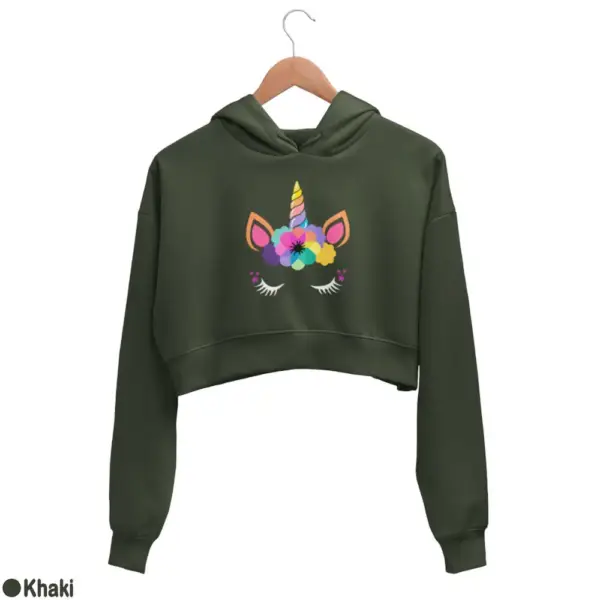 Unicorn Kawaii Women's Crop Hoodie - Image 9