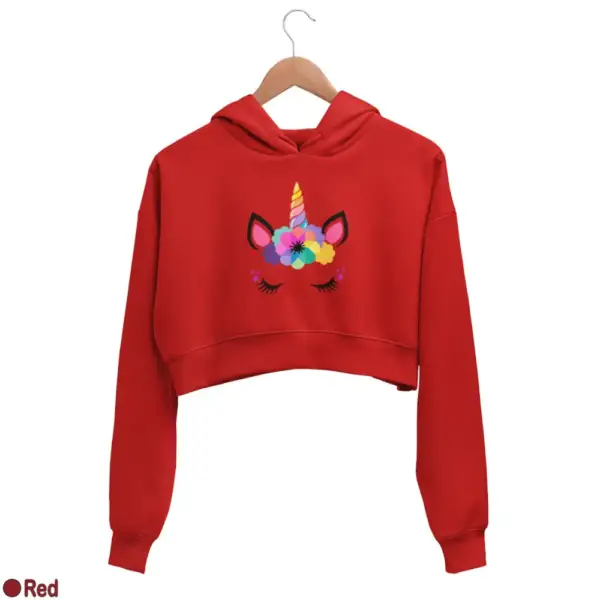 Unicorn Kawaii Women's Crop Hoodie - Image 16