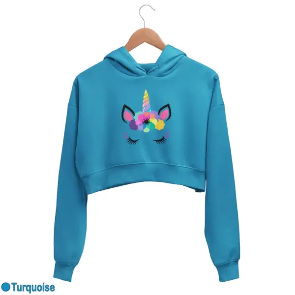 Unicorn Kawaii Women's Crop Hoodie - Image 17