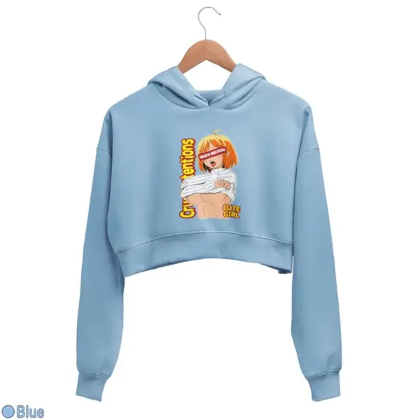 Waifu Material Cute Girl Women's Crop Hoodie - Image 3