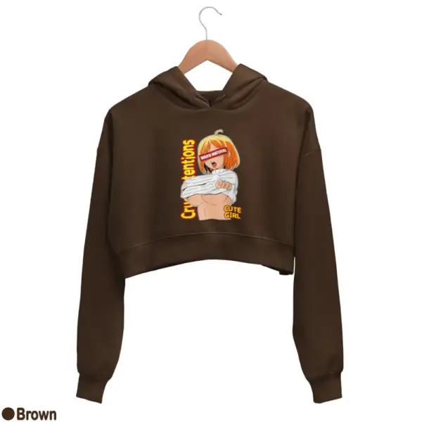 Waifu Material Cute Girl Women's Crop Hoodie - Image 4