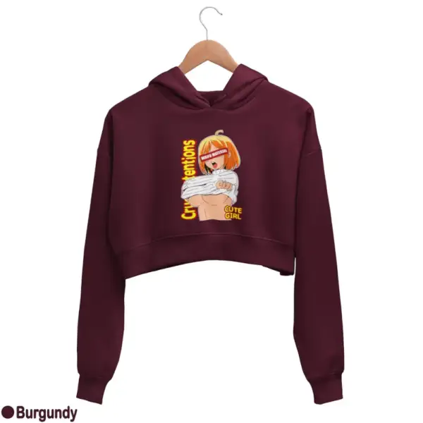 Waifu Material Cute Girl Women's Crop Hoodie - Image 5