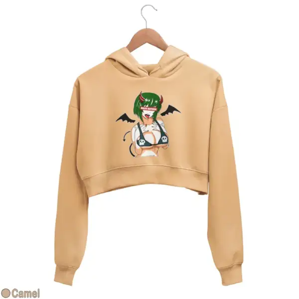 Waifu Material Evil Girl Women's Crop Hoodie - Image 6