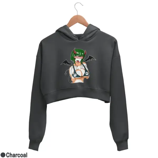 Waifu Material Evil Girl Women's Crop Hoodie - Image 7