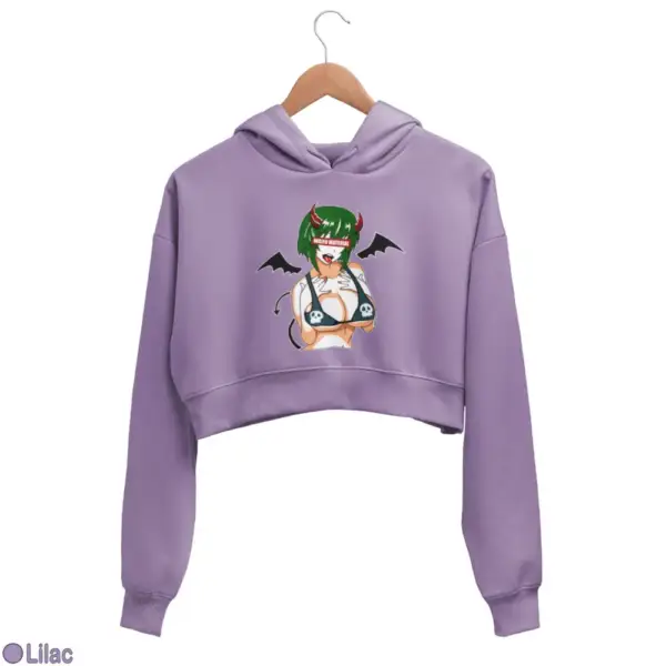 Waifu Material Evil Girl Women's Crop Hoodie - Image 11