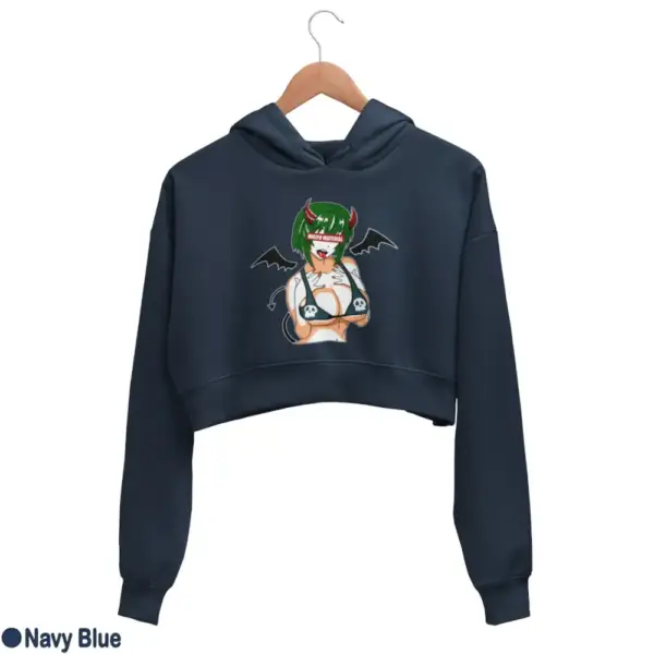 Waifu Material Evil Girl Women's Crop Hoodie