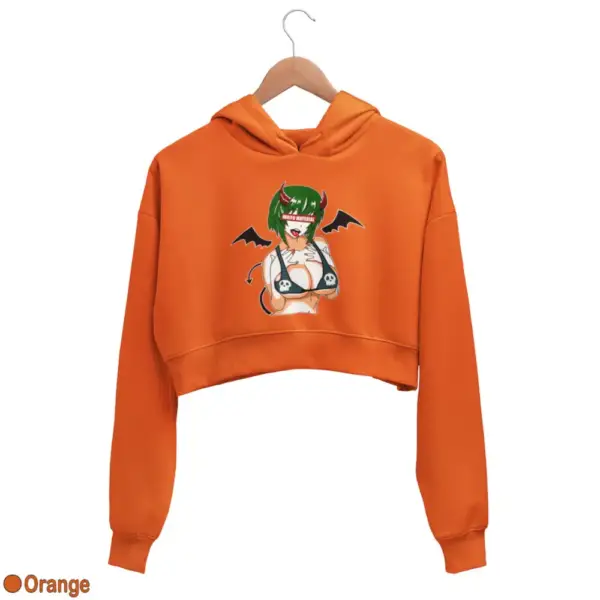 Waifu Material Evil Girl Women's Crop Hoodie - Image 12