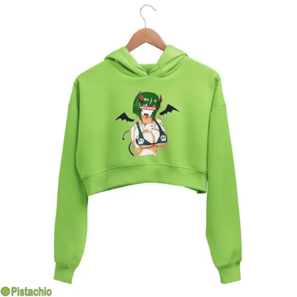 Waifu Material Evil Girl Women's Crop Hoodie - Image 14