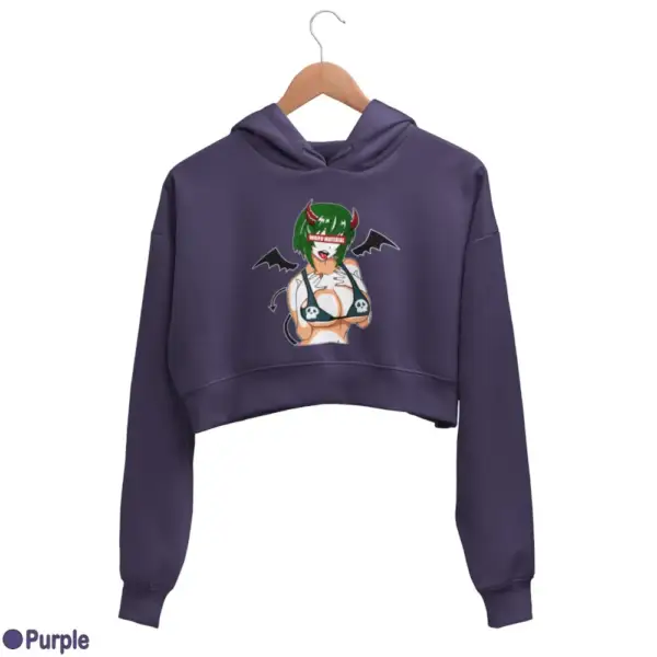 Waifu Material Evil Girl Women's Crop Hoodie - Image 15