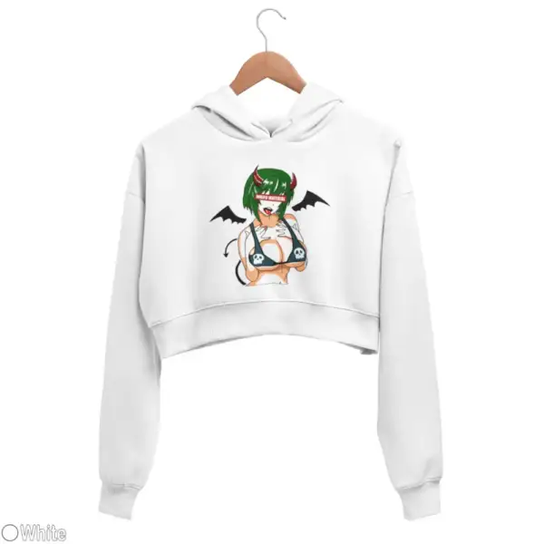 Waifu Material Evil Girl Women's Crop Hoodie - Image 18
