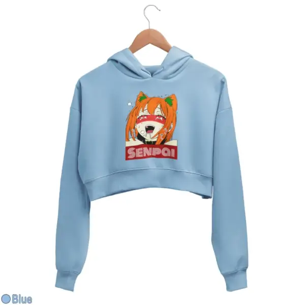Waifu Material Senpai Girl Women's Crop Hoodie - Image 3