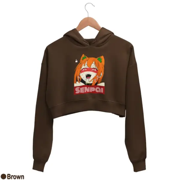 Waifu Material Senpai Girl Women's Crop Hoodie - Image 4