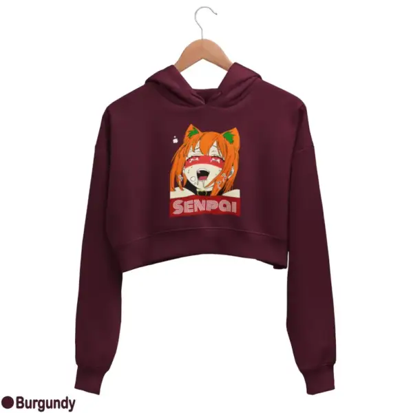 Waifu Material Senpai Girl Women's Crop Hoodie - Image 5