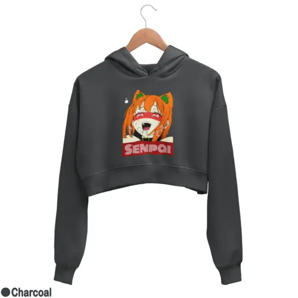 Waifu Material Senpai Girl Women's Crop Hoodie - Image 6