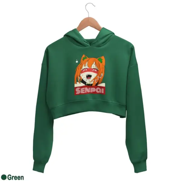 Waifu Material Senpai Girl Women's Crop Hoodie - Image 7