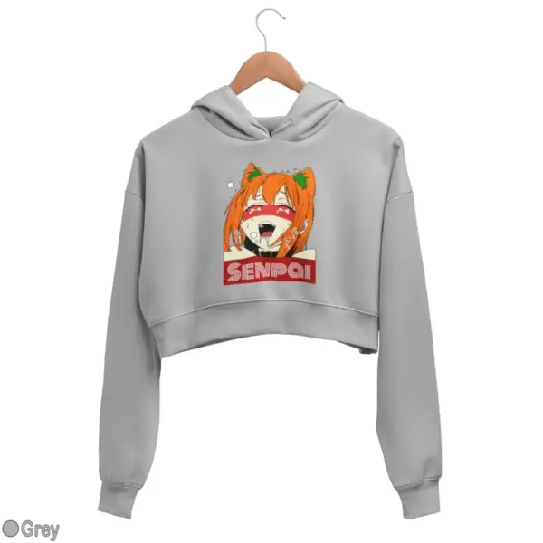 Waifu Material Senpai Girl Women's Crop Hoodie - Image 8