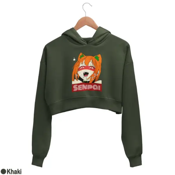 Waifu Material Senpai Girl Women's Crop Hoodie - Image 9
