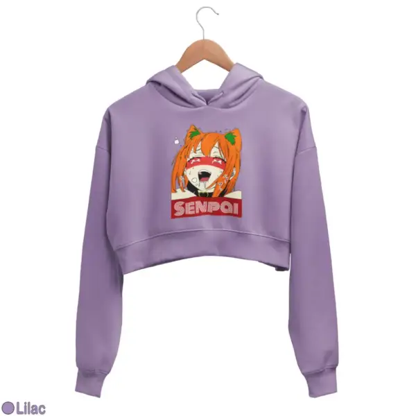 Waifu Material Senpai Girl Women's Crop Hoodie - Image 10