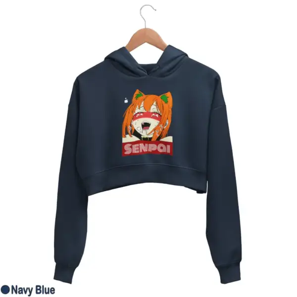 Waifu Material Senpai Girl Women's Crop Hoodie - Image 11