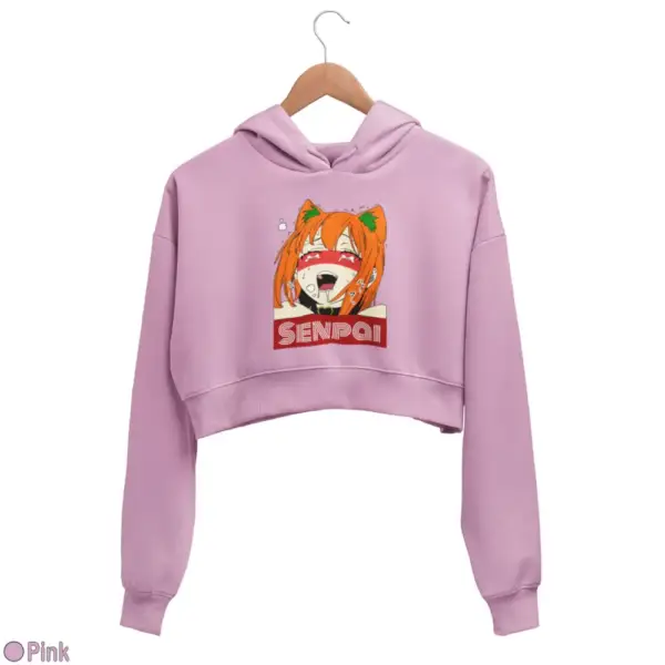 Waifu Material Senpai Girl Women's Crop Hoodie - Image 13