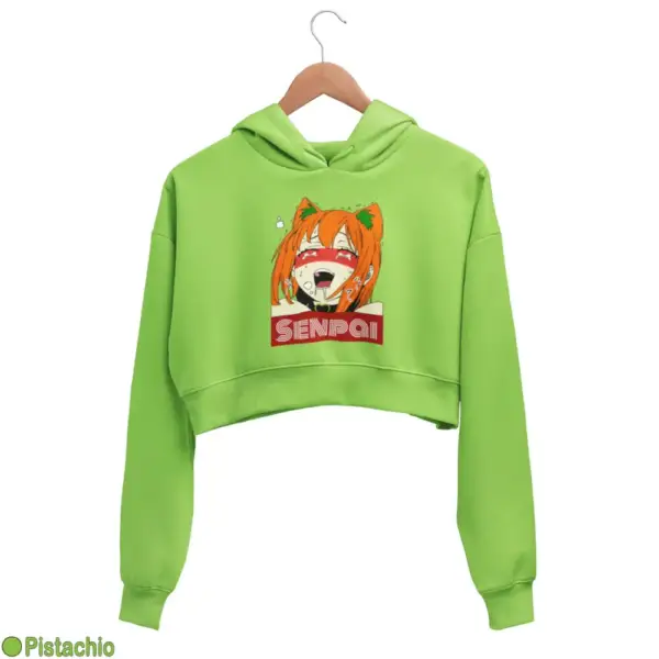 Waifu Material Senpai Girl Women's Crop Hoodie - Image 14