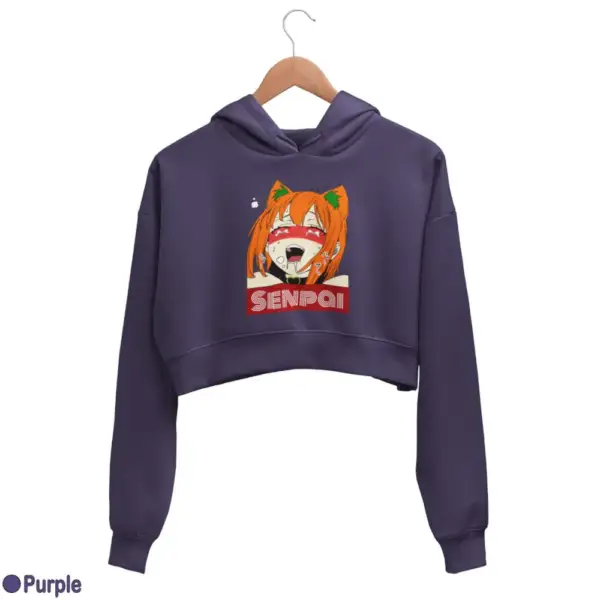 Waifu Material Senpai Girl Women's Crop Hoodie - Image 15